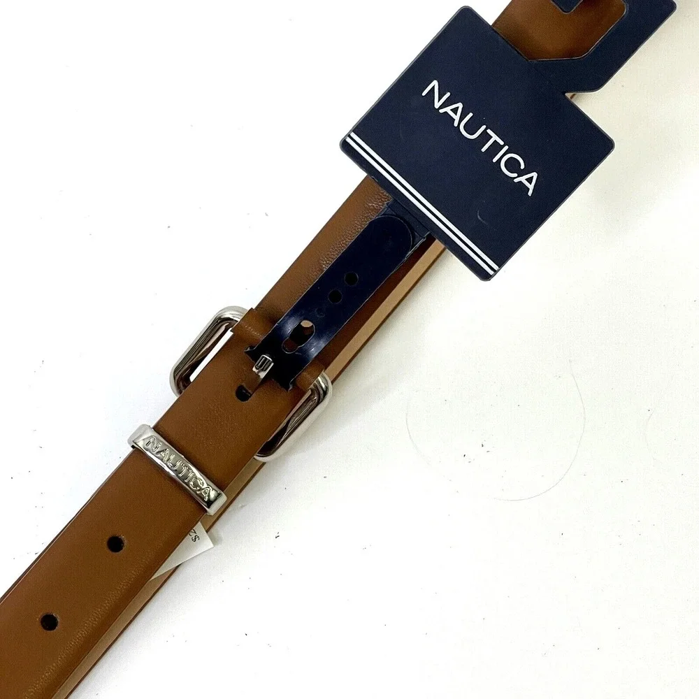 Nautica Belt Tan XL‎ Faux-Leather Brown Cognac New NB3251 Mens